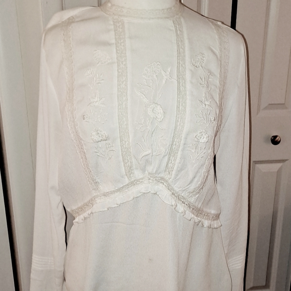 Zara Basics white Edwardian-style blouse